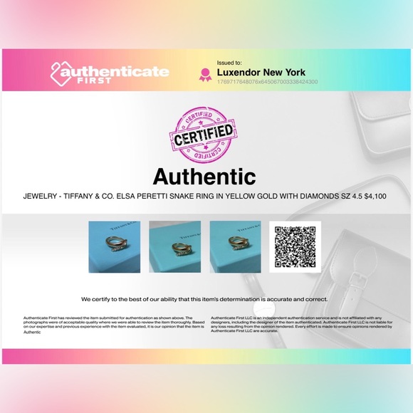 Tiffany & Co. Elsa Peretti Snake Ring in Yellow Gold with Diamonds sz 4.5 $4,100 - Picture 14 of 17